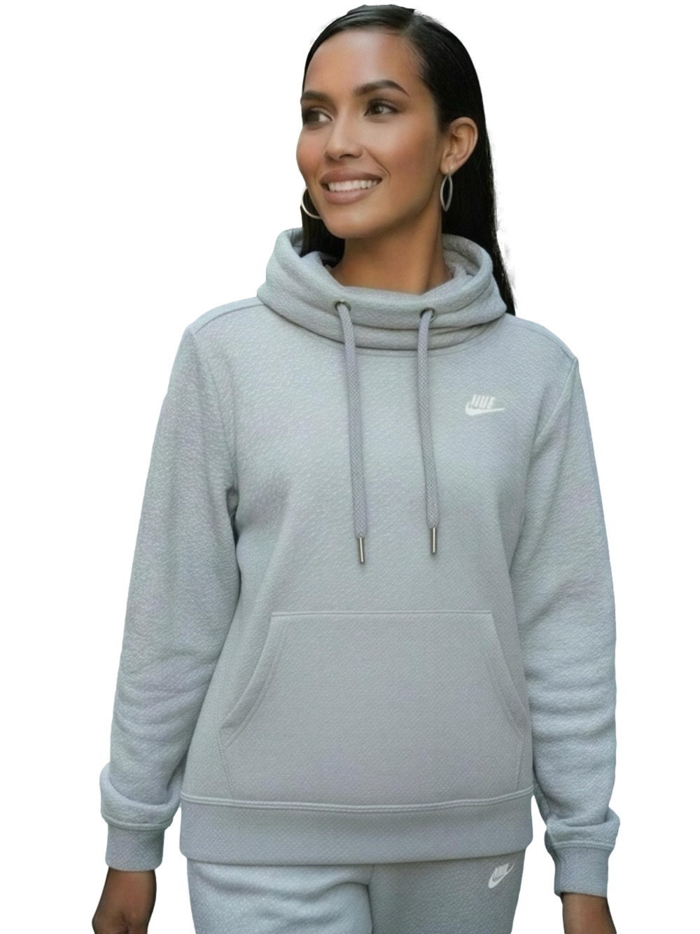 Nike Heather Gray Funnel Neck Hoodie Size S